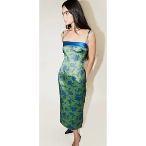 Reformation Blue and Green Floral Dress
